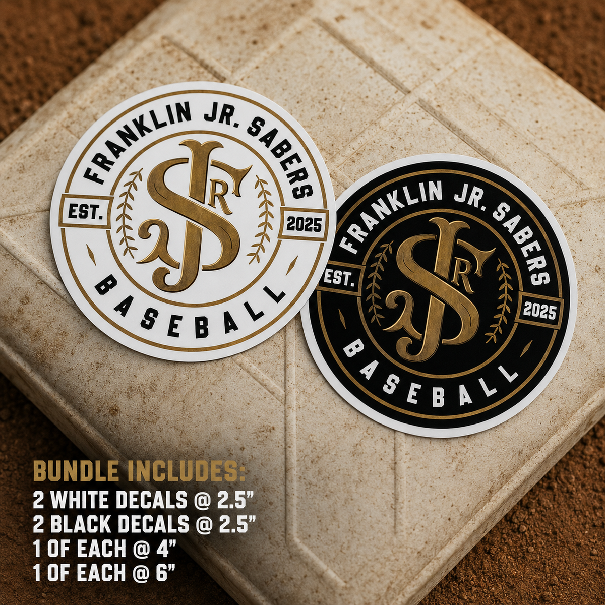 Jr Sabers Vinyl Decal package (8 pack)
