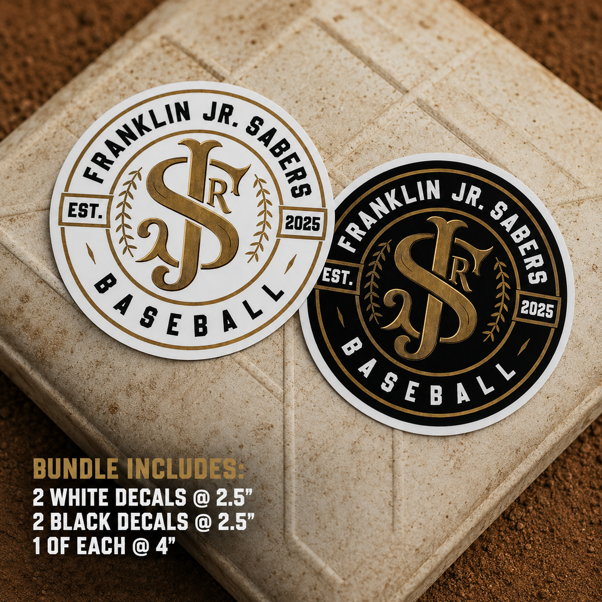 Jr Sabers Vinyl Decal package (6 pack)