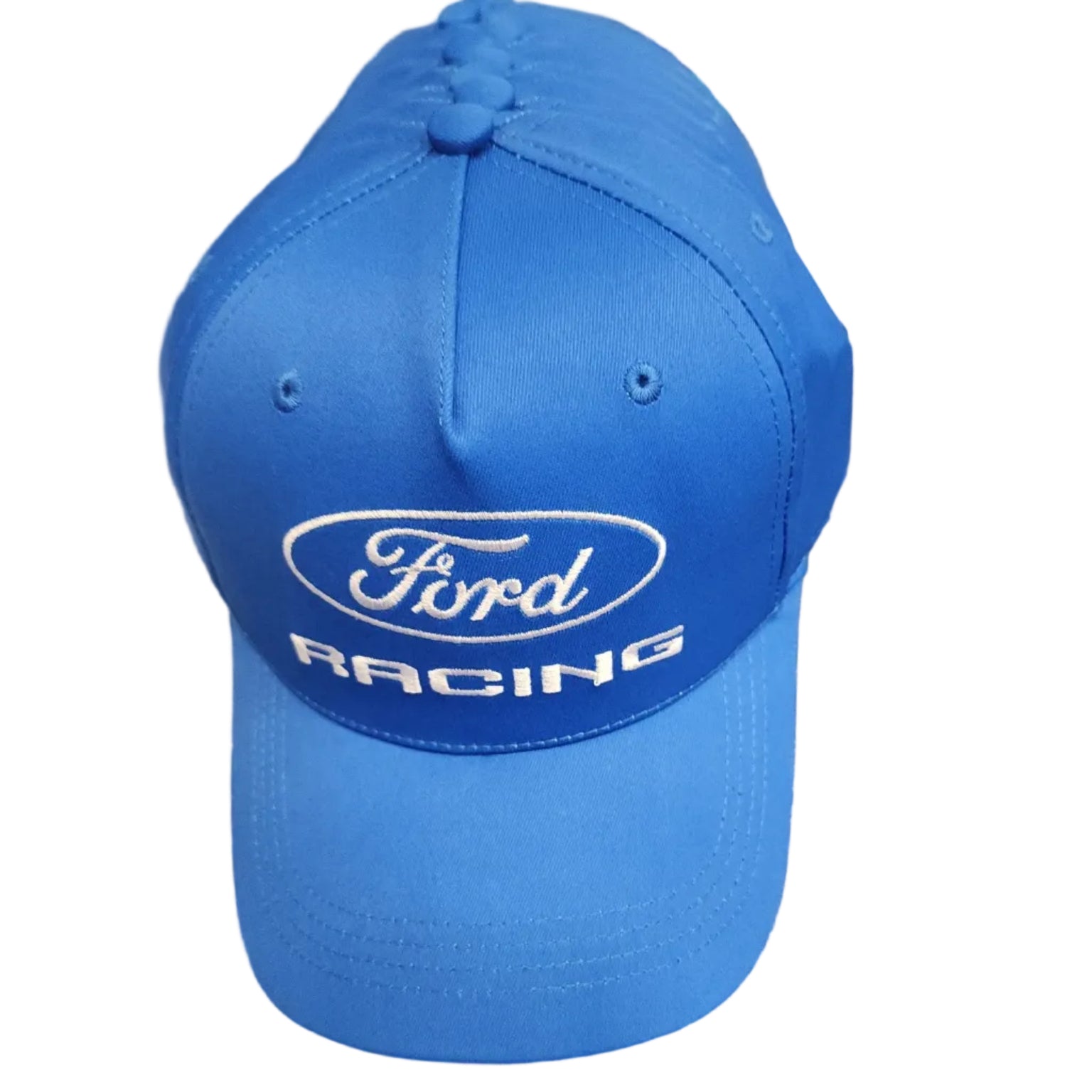 A FORD Racing Blue, baseball cap with 'Ford RACING' embroidered in white on the front.